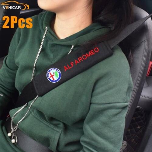 VEHICAR 2PCS Shoulder Protector Car Seat Belt Covers Safety Belts Pad for Alfa Romeo Accessories Cotton Vehicle Seat Belts Pad
