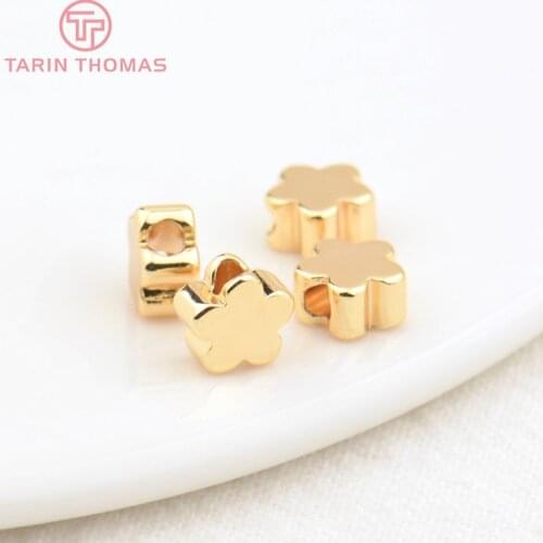 20PCS 5x2.5MM 6x2.5MM 4K Champagne Gold Color Plated Brass Plum Flower Spacer Beads Bracelet Beads Jewelry Accessories