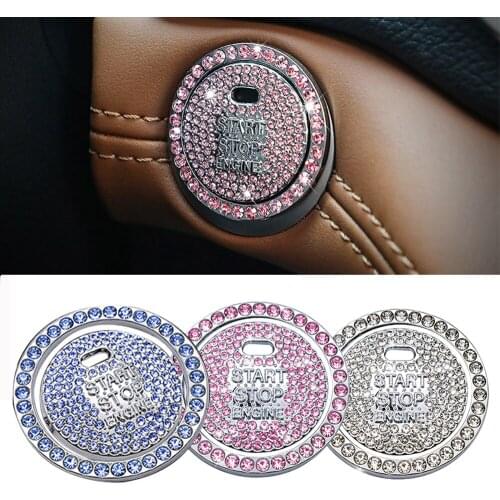 2021 Automobiles Start Switch Button Decorative Diamond Rhinestone Ring Auto SUV Car Trim Sticker Interior Accessories For Girls