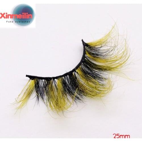25mm 3D Mixed Color Mink Lashes Wholesale Beauty Natural Individual False Eyelashes Makeup Thick Fluffy Lash Extension Supplies