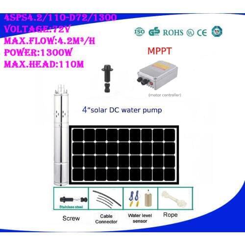 3 Years Warranty 1 Inch Outlet Solar High Pressure Pump Fountain Pompe Solaire For Pond 4SPS4.2/110-D72/1300