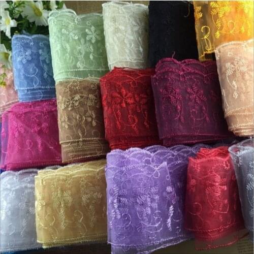 30Yards 6.5cm Embroidered Mesh Lace Garment laces Trims Trimmings DIY Sewing Accessories Free Shipping