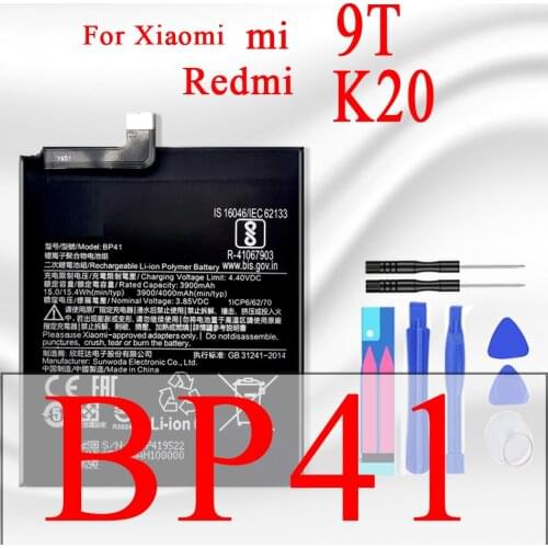 For Xiao Mi Orginal Kiss BP41 4000mAh Battery for Xiaomi Redmi K20 Mi 9T Mi9T BP41 Batteries batterij +Tools Tracking number