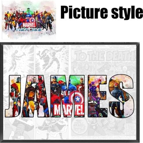5D DIY Diamond Painting Personalised NAME Word AVENGERS Art Superhero Diamond Mosaic Embroidery Cross Stitch Set Home Decor Gift
