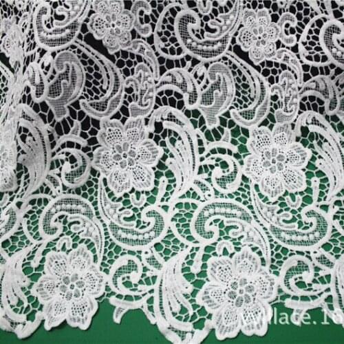 Free Shipping!High Quality White African Cord Lace Fabric,Black Chemical Lace Water Soluble Guipure Lace fabric For Nigeria Lace