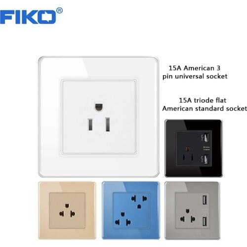 FIKO 86 type tempered glass panel one American Standard Thai standard three hole socket panel with USB interface
