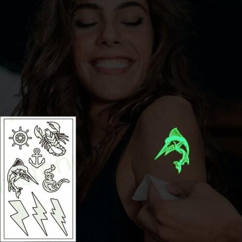 Hollywood Luminous Tattoo Sticker Lightning Scorpion Anchor Waterproof Temporary The Body Art Party Tattoo Stickers