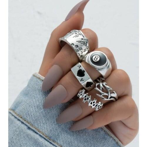 DIEZI Vintage Punk Hip Hop Knuckle Joint Rings Set For Women Men Gift Fashion 2021 New Silver Color Finger Rings Girls Jewelry