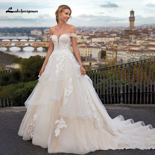 Lakshmigown Off Shoulder A Line Wedding Dresses vestido de novia Sweetheart Lace Appliques Tulle Bridal Gown robe de mariee