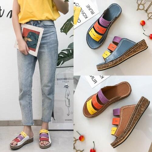 Summer Large Size Sandals and Slippers Womens Slope with Casual Roman Platform Casual Color Matching Beach Open Toes Shoes