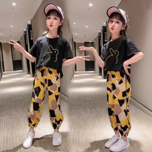 Hot Sale 2020 Summer Cute Cartoon Pattern Girls Clothes Set Tops +Pants 2Pieces Fashion Toddler Baby Kids Girl Outfits For 3-12