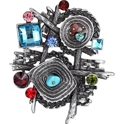 Vintage Original Multicolor Stone Brooches For Men 2019 Large Geometric Matel Brooch Pins Women Bohemia Jewelry Broszka