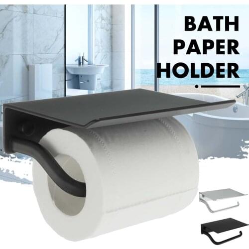 Wall Mounted Bathroom Paper Holder Toilet Accessories WC Tissue Storage Towel Roll Phone Stainless Steel Shelf Rack Home Decor