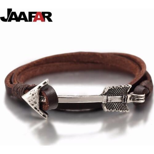 2016 New Arrival Multilayer charm leather Vintage Bronze Arrow bracelet anchor bracelet for men women lovers' gift wholesale