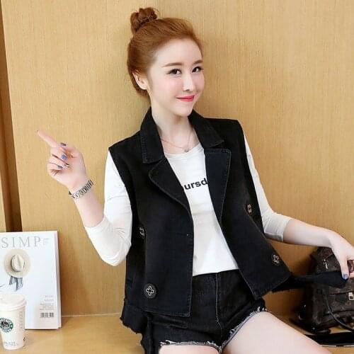 New Fashion Denim Vest Women Vintage Sleeveless Slim Fit Short Jacket Elegant Black Office Work Waistcoat Big Size M-2XL