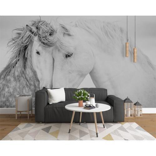 Beibehang Custom Wallpaper 3D Couple White Horse Modern Abstract Art Wall Paintings Living Room Bedroom 3d Wallpaper tapety