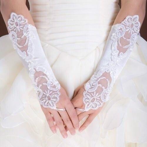 Wedding Gloves Women White Fingerless Bridal Gloves Long Lace gant mariage femme Party gloves Wedding Luvas Accessories