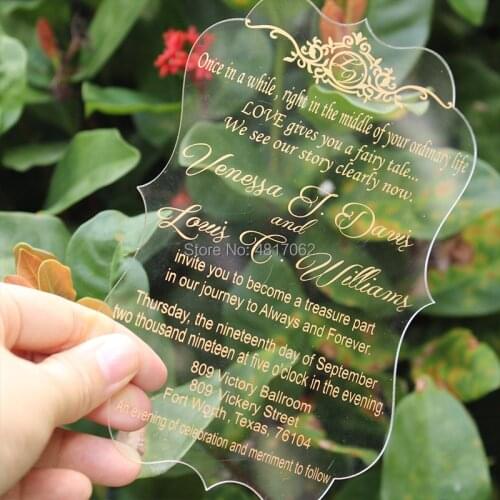 Transparent Invitation ustom Acrylic Wedding Invitation, Acrylic Invites White Ink Acrylic Invitation