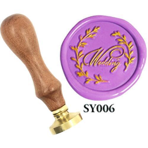 Happy wedding greeting blessing Wax Stamp wood handle spoon,DIY Ancient Seal Retro Personalized Stamp Wax Seal High Quality