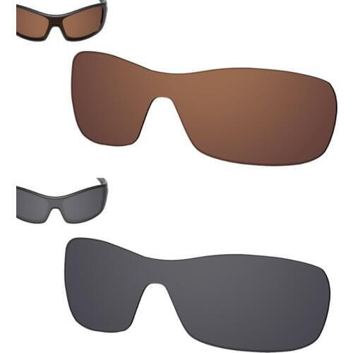SmartVLT 2 Pieces Polarized Sunglasses Replacement Lenses for Oakley Antix -Earth Brown and Solid Black