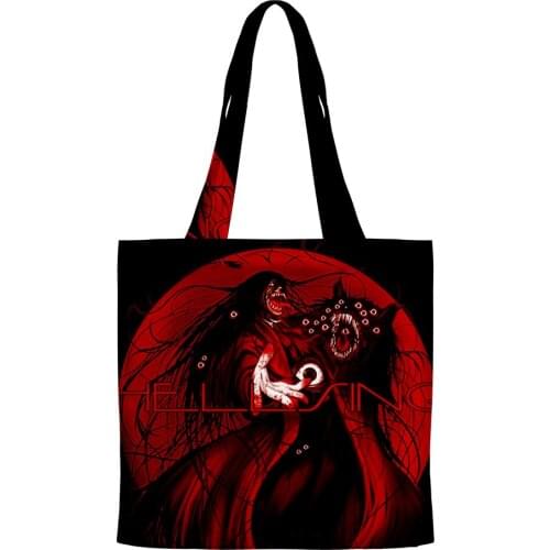 Hellsing Hip Hop Handbags Cloth Canvas Tote Bag Print Shopping Bags Reusable Shoulder Shopper Bags Casual Pacakge