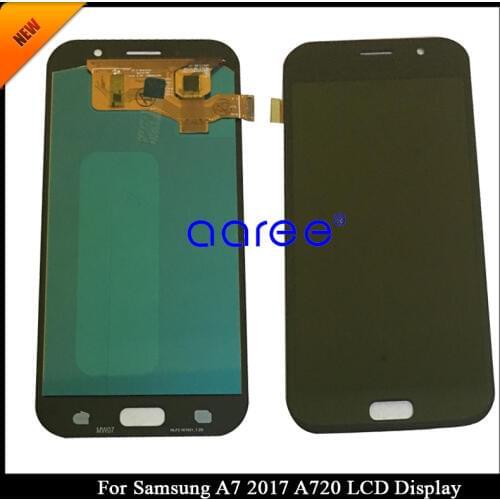 Tracking No. 100% tested Super AMOLED For Samsung A720 LCD A7 2017 Display LCD Screen Touch Digitizer Assembly