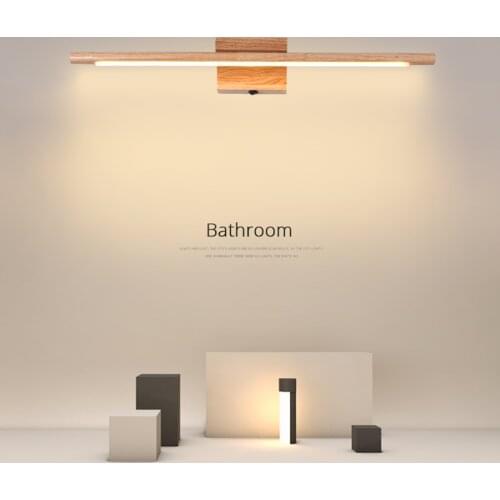 LED Mirror Front Light Log Nordic Bathroom Mirror Light Solid Wood Mirror Cabinet Light Dressing Table Lamp With Switch