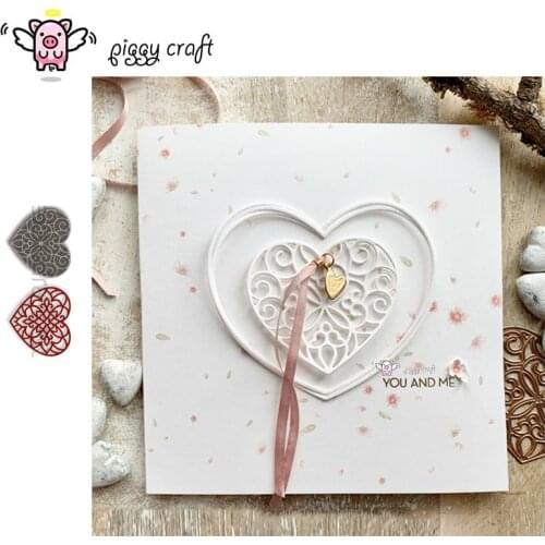 Piggy Craft metal cutting dies cut die mold Lace heart love frame Scrapbook paper craft knife mould blade punch stencils dies