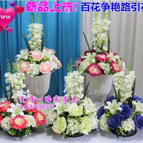 Air express delivery 2017 New high density wedding decorative flower arch artificial hydrangea road led flowers 6pcs/lot