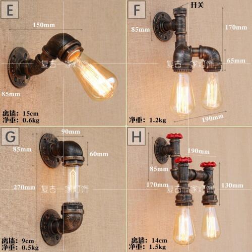 Iron Rust Water Pipe Retro Wall Lamp Vintage E27 Sconce Lights Steam Punk Loft Industrial Steampunk House Lighting Fixtures