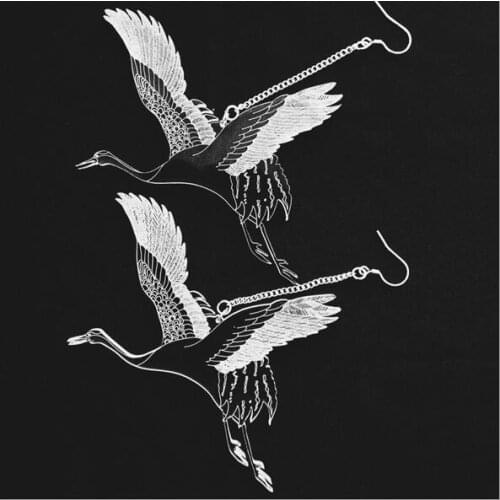 Punk rock The Chinese style carved The crane Transparent acrylic drop earrings for women fashion jewelry animal bird earrings