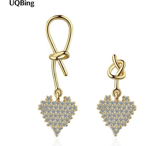Fashion Asymmetry CZ Zircon Heart Shape Stud Earring For Women 925 Sterling Silver Gifts Jewelry