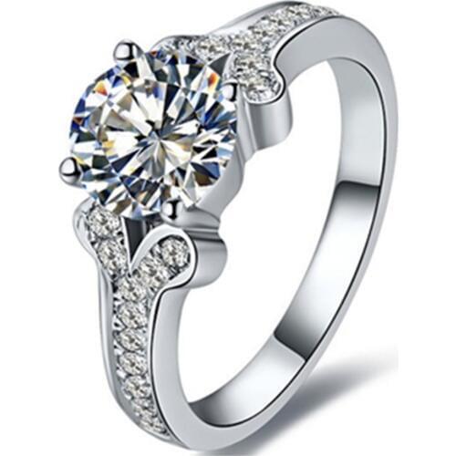 1Ct 6.5mm D VVS1 Moissanite Diamond Engagement Ring for Female Solid 14K White Gold Jewelry for Women Wedding Ring Proposal