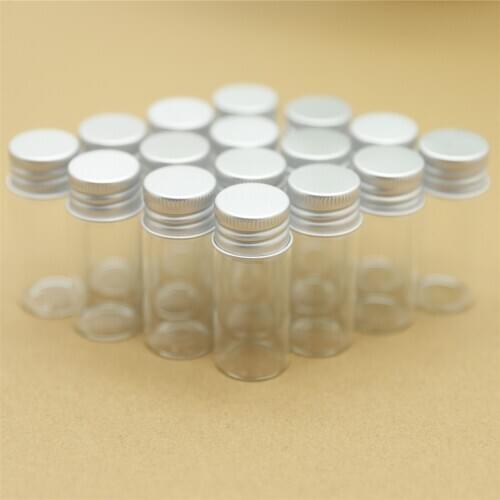 100 pieces 10ml 22*50mm Glass Vial Bottles Silver Screw Cap Mini Test Tube Jar Spices DIY Tiny Jars Container Small Bottle
