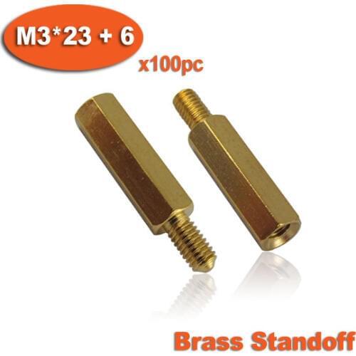 100pcs Male To Female Thread Brass Hexagon Hex Standoff Spacer Pillars