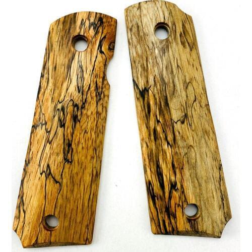 2Pieces 1911 Grips Natural Spalted Maple Wood Handle Grips Patch Custom Grips CNC Handle Grips