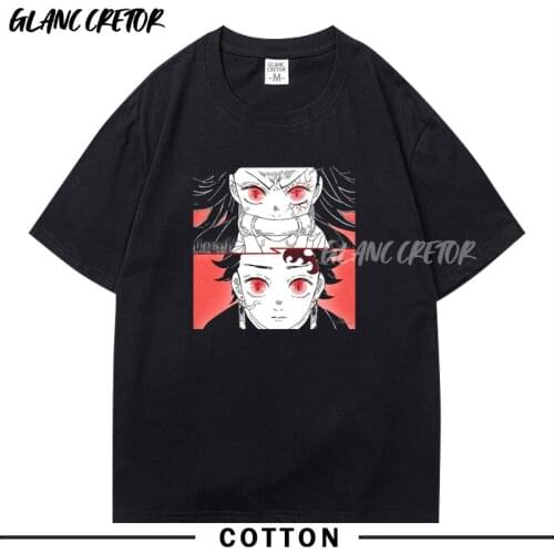2021 Kimetsu no Yaiba Funny T-shirt Harajuku Summer Men Cotton O-neck Tshirt Hip Hop T Shirt Anime Tees Tops Harajuku