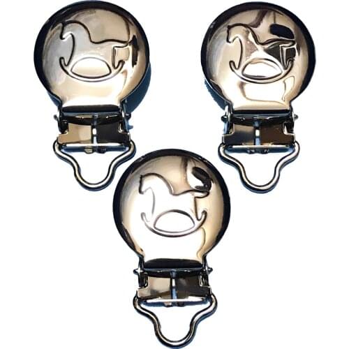 25pcs Small Loop 5mm Silver Colored Rocking Horse Pacifier Clips