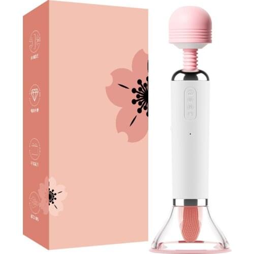 3 in 1 Power Magic Wand AV Vibrator Nipple Clit Sucking Vibrators Heating Tongue Licking Clitoris Stimulator Sex Toys for Women