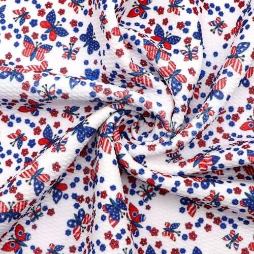 50*145cm July 4th Floral Bullet Jacquard Bubble Knit Fabric Sewing Quilting Quality for Needlework Liverpool Fabric,c10699