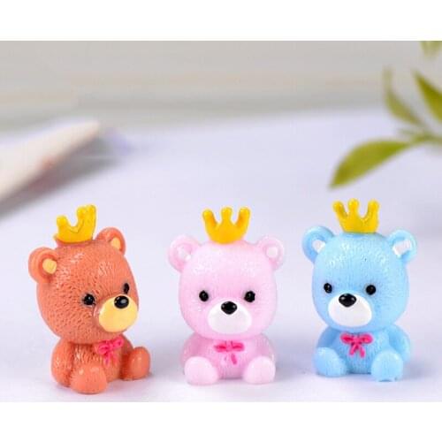 6PCS Crown Sea Bear Russia Bruin Panda Small Pasture Statue Figurine Micro Crafts Ornament Miniatures DIY Home Garden