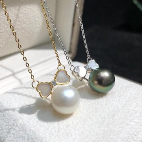 Bow Knot 925 Sterling Silver Necklace Mountings Findings Base Jewelry Parts Fittings for Pearls Corals Jades Stones Crystals