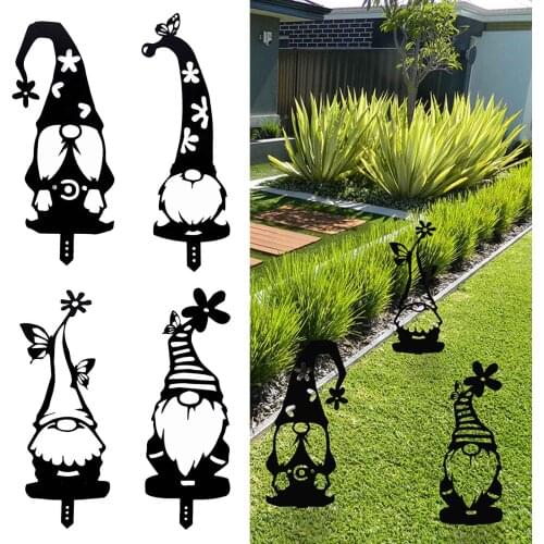 Acrylic Faceless Gnome Garden Lawn Patio Statue House Stake Backyard Yard Black