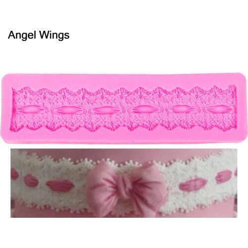 Angel Wings Food grade 3D fondant cake silicone mold Lace shaped for Reverse forming polymer clay decoration tools F1169