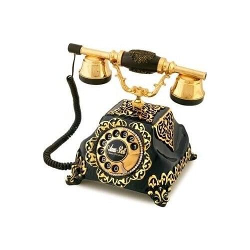 Anna Bell Şehrazat antique Black Gold Leaf Telefon antique classic telephone старый классический телефон