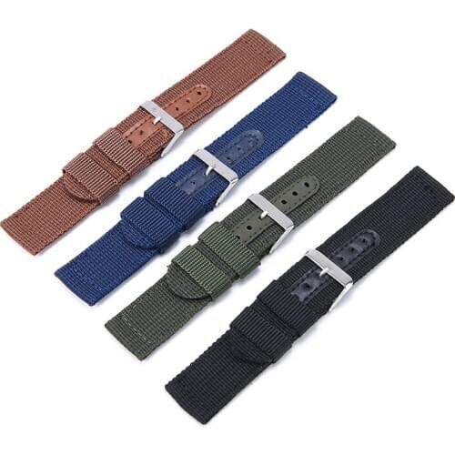 18/20/22/24mm Army Sports Brand Nylon Fabric Bracelet Wristband Solid Color Canvas Wrist Strap Replacement Band Watch Accessorie