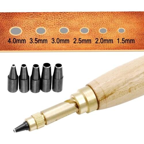 Automatic Belts Punch Set Replaceable Mute Rotary Puncher Leather Punch Craft Hole Punch Screw 1.5-4mm Drill Tip Punching Tool