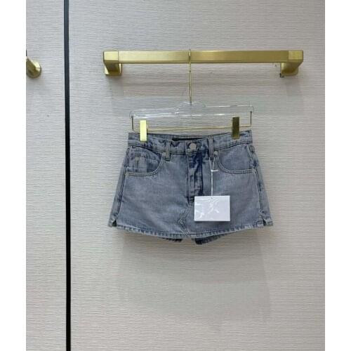Denim Luxury Brand for Women 2021 New High-end Washed Large Pocket High Waisted Slim Casual Fake Two Pieces Jeans Shorts