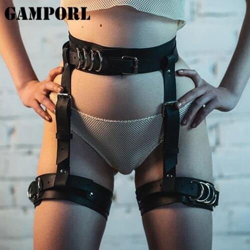 GAMPORL Leather Harness Women Body Bondage Bdsm Garter Belt Stockings Sexy Lingerie Erotic Woman Garter Belt Suspenders Harajuku