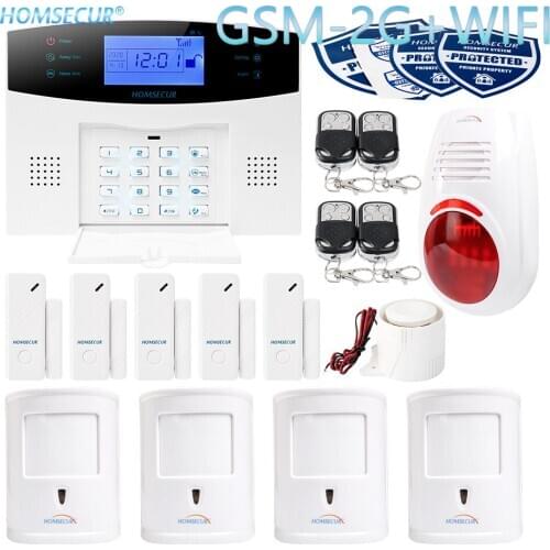 HOMSECUR Wireless WIFI SMS Autodial Home Security Alarm System+PIR+5*Door Sensor